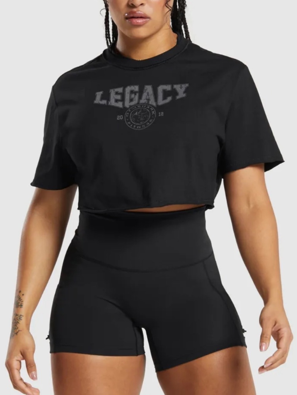 Gymshark Black Cropped Graphic Tee